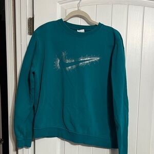 Nike Teal Crewneck Sweatshirt with Sparkle Swoosh